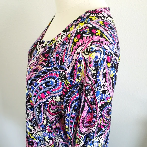 PAPPAGALLO Long Sleeve Pearl Pink Paisley Tunic Top—NWT—L - Picture 3 of 14